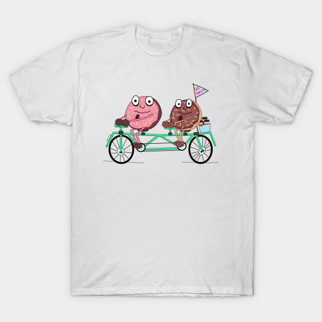 Donuts on a Tandem Bike T-Shirt by Sci-Emily